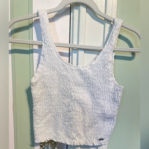 Hollister white ruffled cropped tank top.  Size small